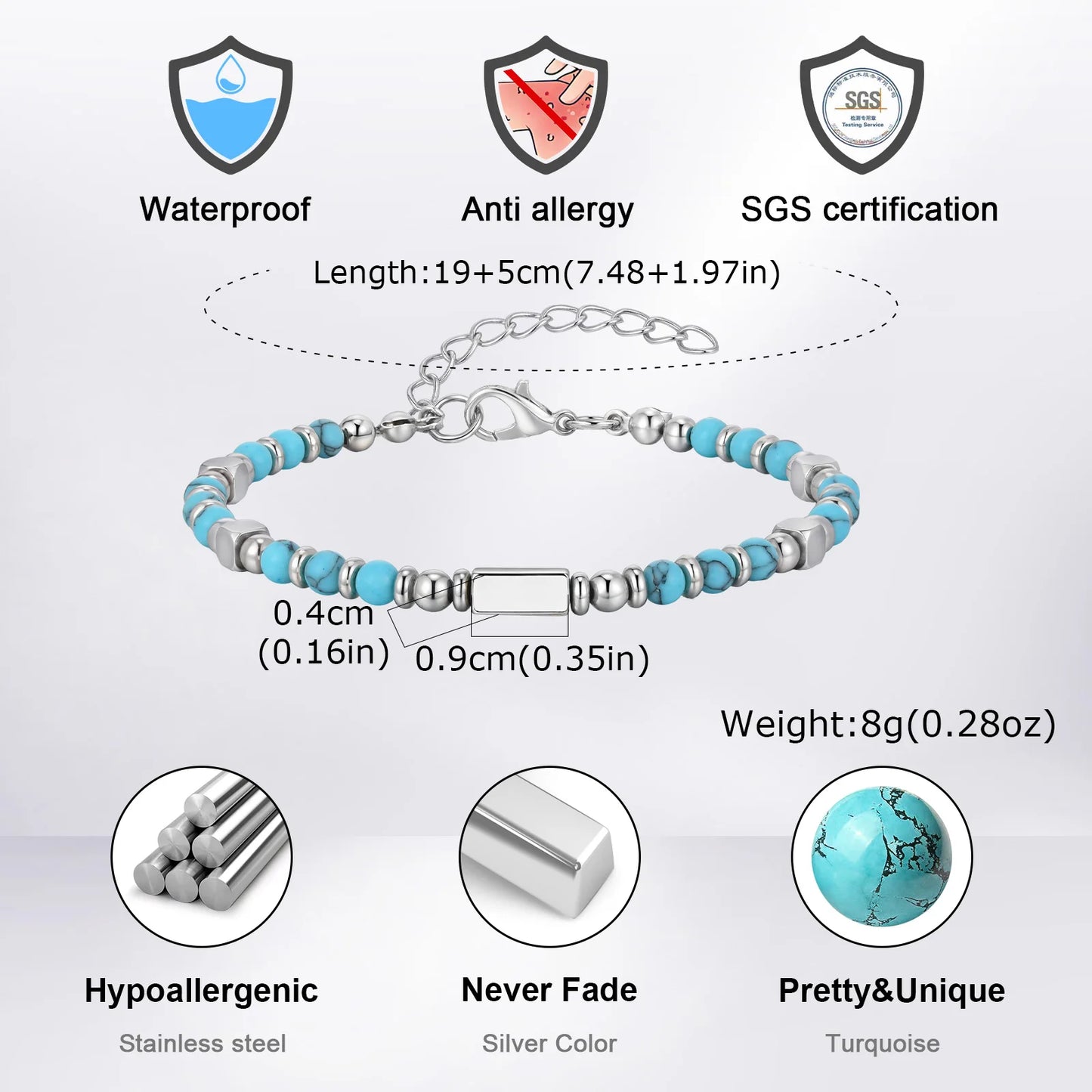 Trendy Unique Natural Stone Beaded Bracelet, Stainless Steel Chain Wristband Bracelet, Classic Tiger Eye Stone Jewelry for Men