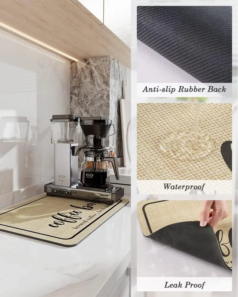 Large Kitchen Super Absorbent Mat Coffee Dish Draining Mat Drying Mat Quick Dry Bathroom Drain Pad Kitchen Faucet Placemat - AMULET RING STORE