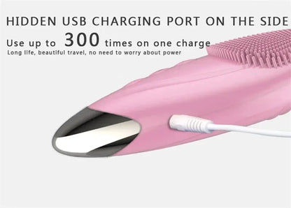 Electric Silicone Facial Cleanser Rechargeable and Heatable Electric Facial Cleanser Inlet Waterproof Sound Wave Face Cleaner