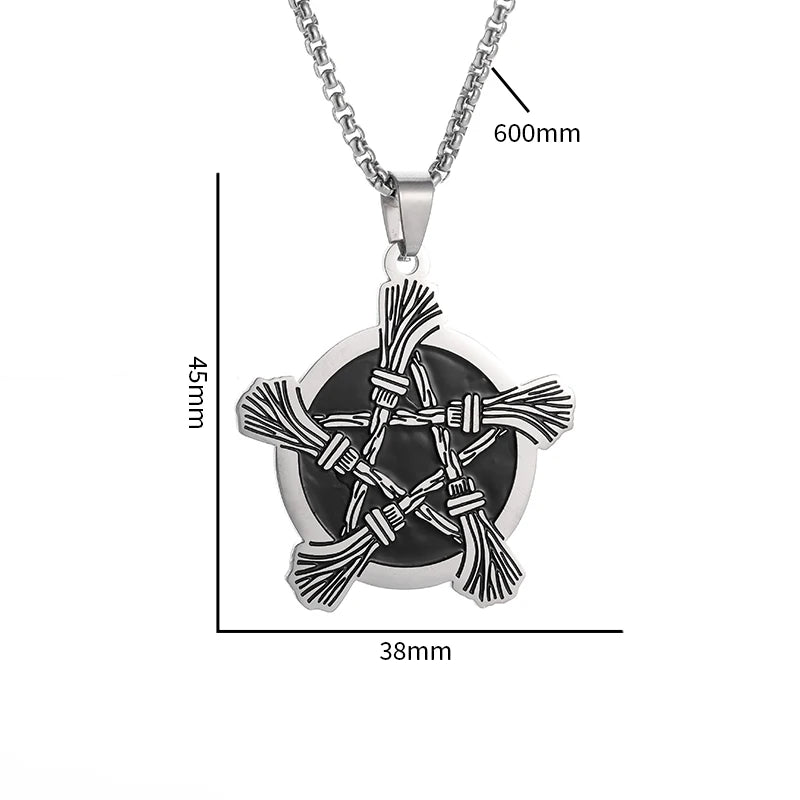 Stainless Steel 7 Archangel Seal Necklace Solomon Kabbalah Seal Pendant for Men Personality Charm Amulet Jewelry