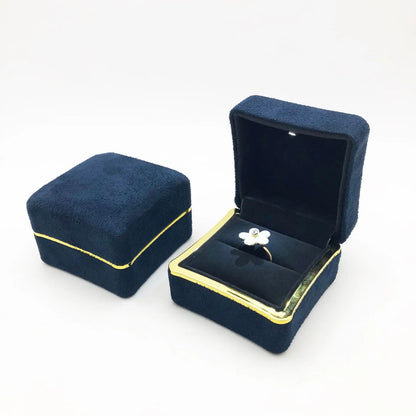 New in LED Light Jewelry Box Ring Earrings Earnail Pendant Organizer Imitation Leather Velvet Decorative Gold Frame Storage Box - AMULET RING STORE