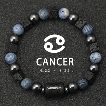 12 Constellation Natural Blue Coral Lava Stone Stone Beads Bracelet For Men Couple Rope Friendship Zodiac