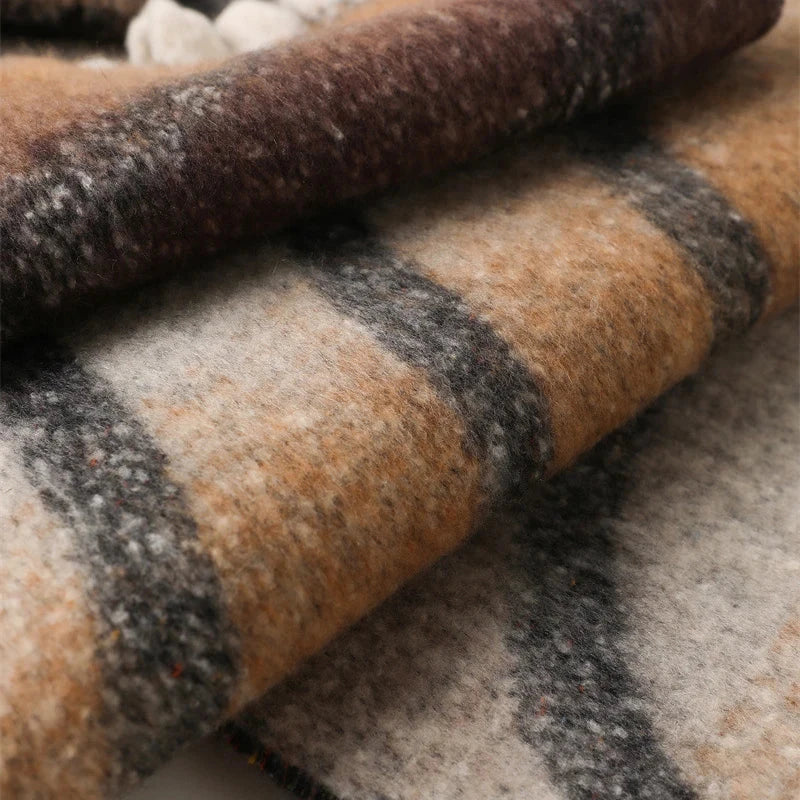 2025 New Rainbow Color Stripe Winter Warm Women Scarf Cashmere Luxury Shawls Thick Neckerchief Hijab Wraps Pashmina Foulard