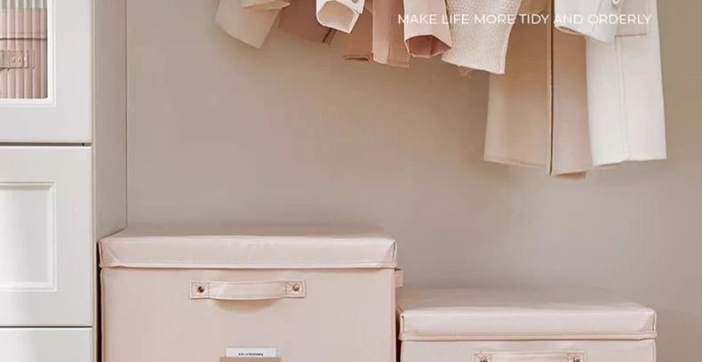 Fabric Foldable Storage Box With Lid Organizer For Clothes Large Capacity Quilt Blanket Toy Storage Closet Wardrobe Organizer - AMULET RING STORE