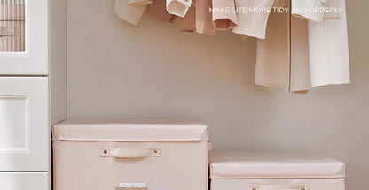 Fabric Foldable Storage Box With Lid Organizer For Clothes Large Capacity Quilt Blanket Toy Storage Closet Wardrobe Organizer - AMULET RING STORE