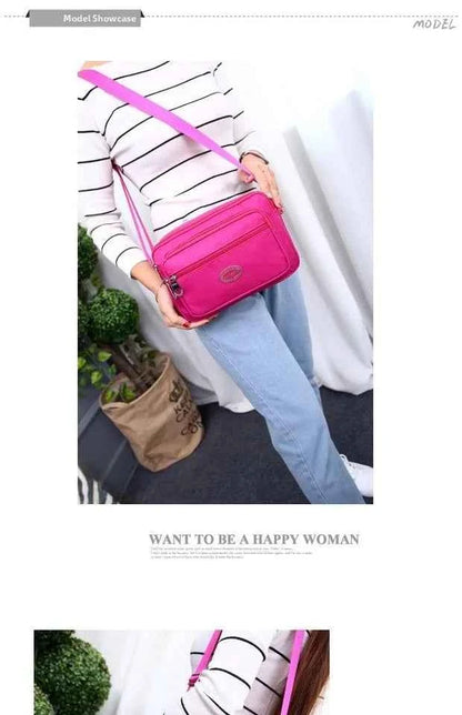 Casual Waterproof Nylon Canvas Ox Cloth Ladies oulder Bag Crossbody Bag Sport Sle Women's Handbag Soft Zipper Closure