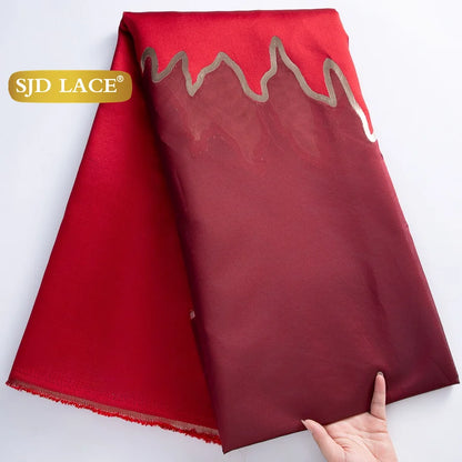 SJD LACE African Brocade Jacquard Lace Fabrics 2025 High Quality 5Yards French Gilded Lace For Sewing Women Party Dresses 3464