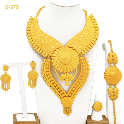 ANIID African Luxury Big Jewelry Set For Women Dubai 24K Gold Color Long Necklace Sets Wedding Party Gifts Wholesale