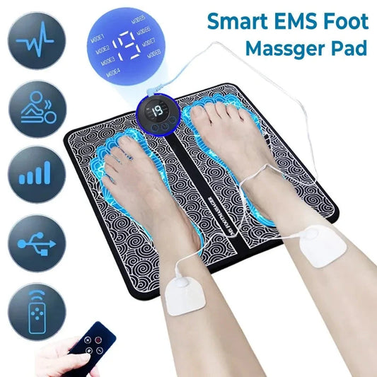 Electric EMS Foot Massager Pad Relax Feet Leg Muscle Massager Matt Shock With Remote and Pads - AMULET RING STORE