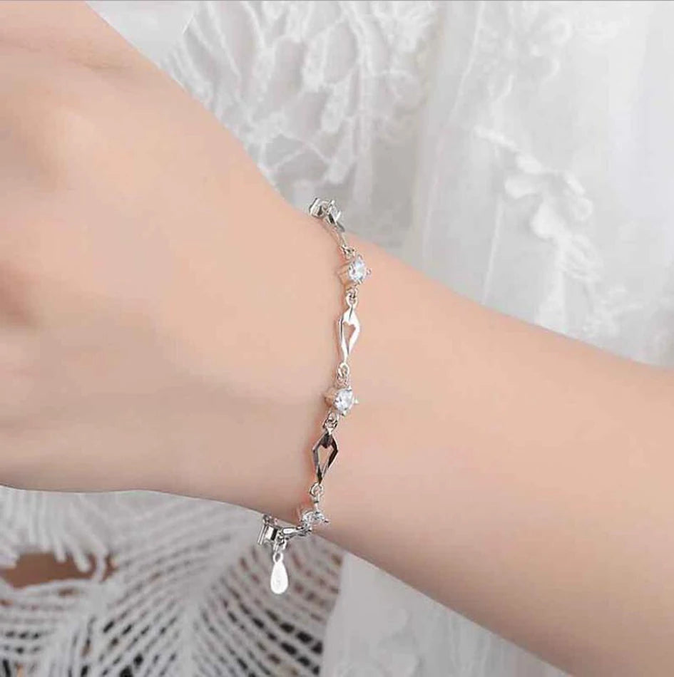 Silver 925 Jewelry Bracelets for Women Trendy Amethyst 925 Sterling Silver Bracelet Charm Women Wedding Bracelet Gift
