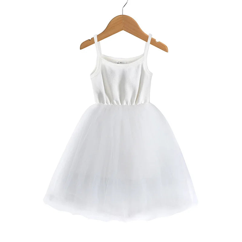 2-10 Yrs Girls Summer Dresses Flower Elegant Kids Princess Party White Dress for Wedding and Birthday Baby Communion Costume