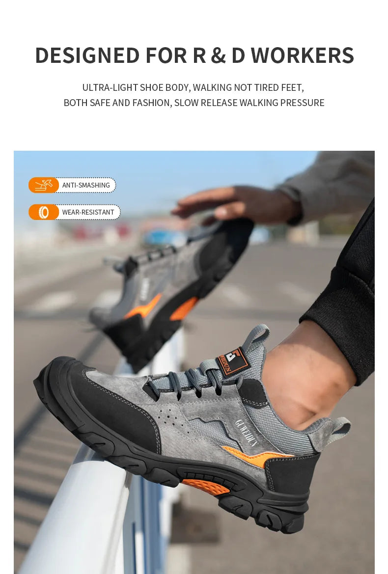 Men Safety Work Shoes Plastic Toe Safety Boots Fashion Lightweight Comfort Working Sneakers Anti-puncture Indestructible Shoes - AMULET RING STORE