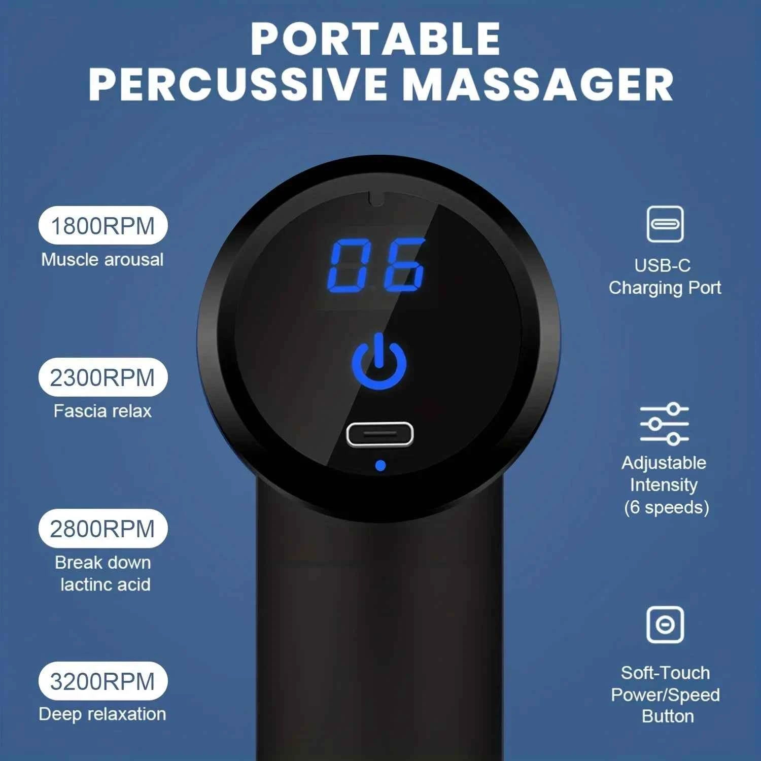 USB Mini Massage Gun Fascia Machine Muscle Relaxation Vibrating Gun Rod Massage Fitness Equipment Neck Grab Fascia Gun - AMULET RING STORE
