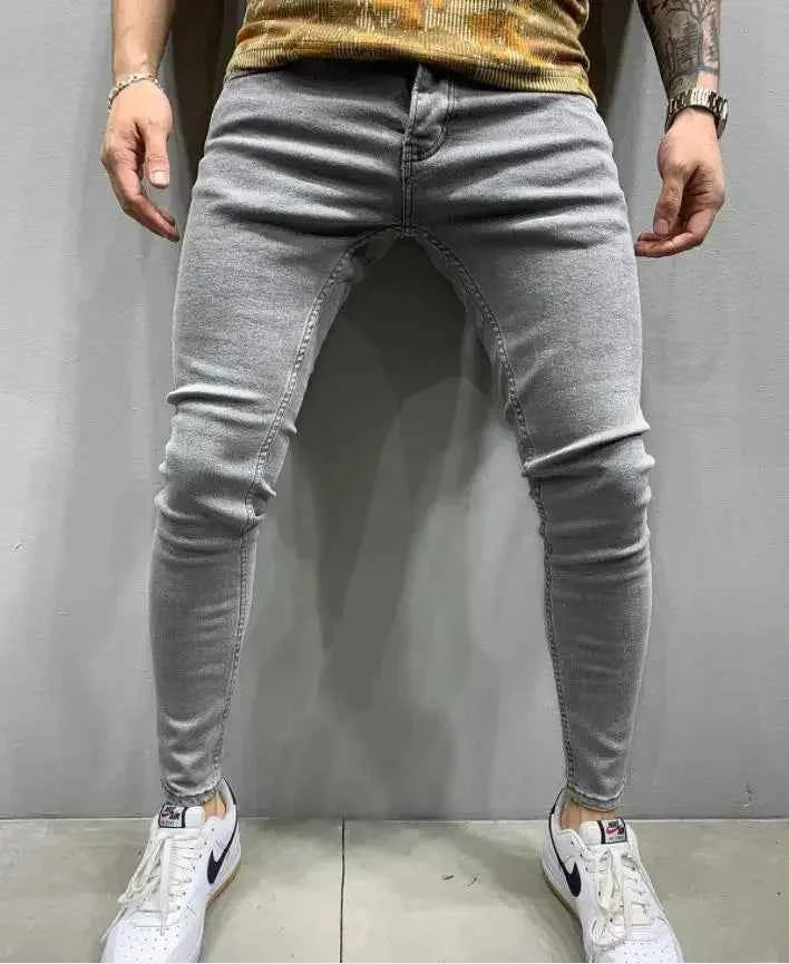 Ripped Jeans Men Stretch Skinny Grey Blue Black Hip Hop Denim Trousers Streetwear Casual Slim Fit Jeans for Men Jogging jean
