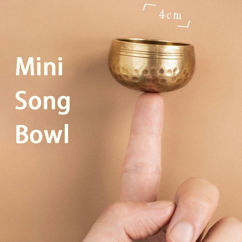 Mini Singing Bowl Portable Small Tibetan Bowls Nepal Handmade Meditation Sound Healing Mindfulness Spiritual Copper Percussion - AMULET RING STORE