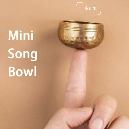 Mini Singing Bowl Portable Small Tibetan Bowls Nepal Handmade Meditation Sound Healing Mindfulness Spiritual Copper Percussion - AMULET RING STORE