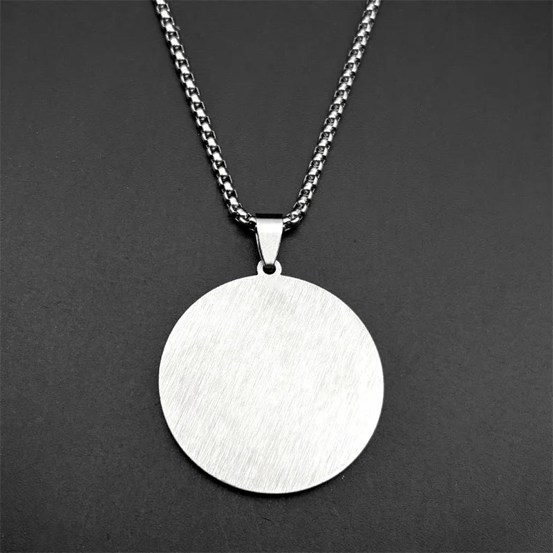 Stainless Steel Muslim Islam Quran Allah Crystals Chain Necklaces for Women Men Gold Color Round Pendants Necklaces Jewelry Gift