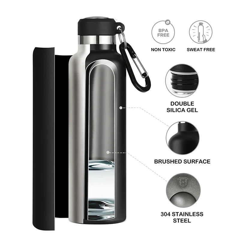 FEIJIAN Thermos Portable Water Bottle Stainless Steel Thermal Cup Leak-proof Flask Mini 500ML/600ML - AMULET RING STORE