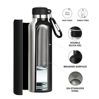 FEIJIAN Thermos Portable Water Bottle Stainless Steel Thermal Cup Leak-proof Flask Mini 500ML/600ML - AMULET RING STORE