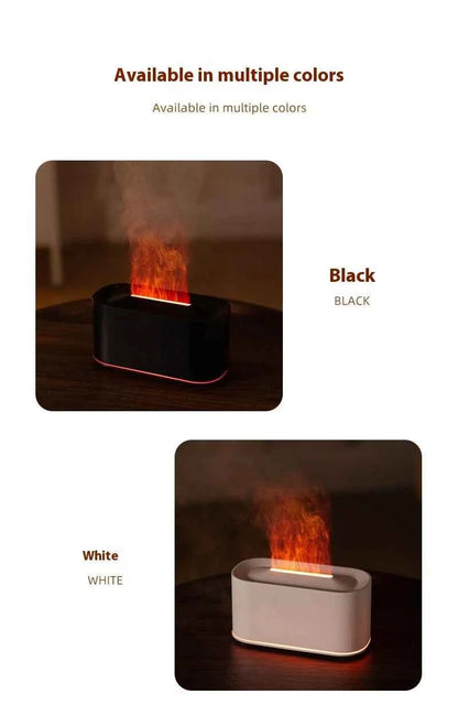 New style seven-color aromatherapy machine, bedroom essential oil aromatherapy lamp, wood grain flame humidifier, desktop cracke