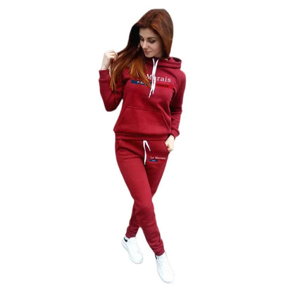 Hot Sales Womens Outfits Printing Casual Hooded Sweatshirt Suits Daily Fitness Sports Jogging Womens Pants Set Fashion Clothing