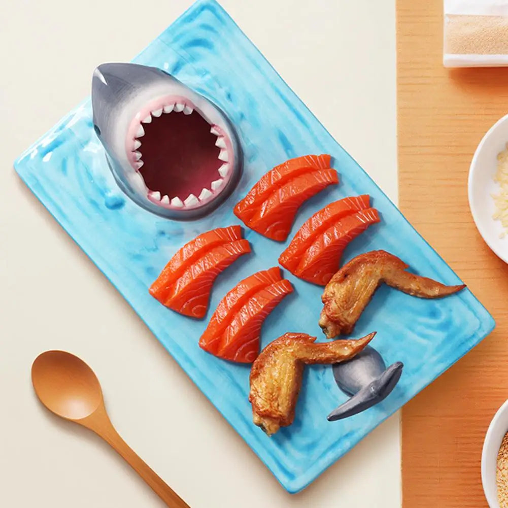 Unique Shark Shape Plate Funny Decorative Ceramic Sushi Plates For Dessert,Cheese Snacks,fruits,vegetable Home Decor Access J6A1 - AMULET RING STORE
