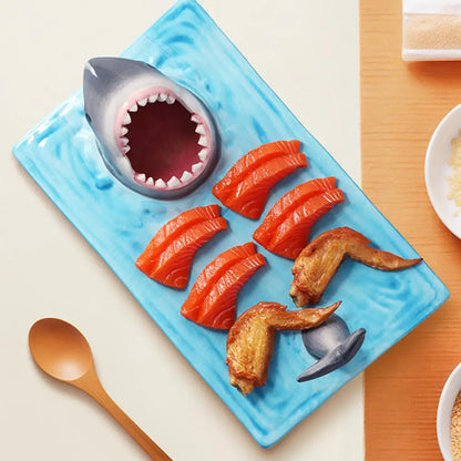 Unique Shark Shape Plate Funny Decorative Ceramic Sushi Plates For Dessert,Cheese Snacks,fruits,vegetable Home Decor Access J6A1 - AMULET RING STORE