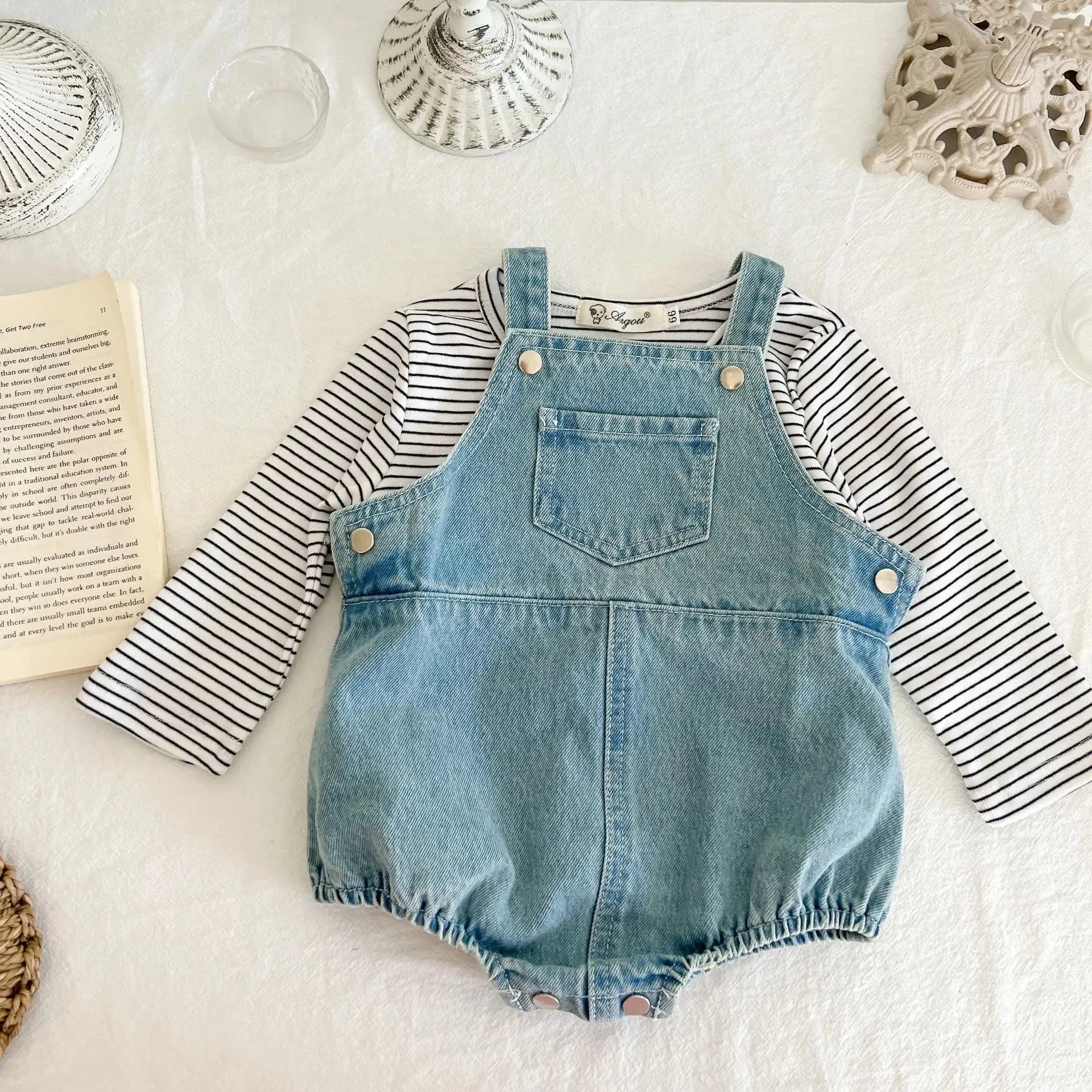 Cute Baby Pocket Overalls Denim Overalls Baby Fashion One-piece Romper 0-3T Newborn Boy Girls Clothes - AMULET RING STORE