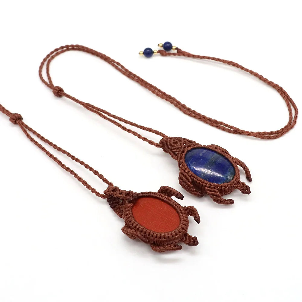 Natural Stones Tear Water Drop Pendant Crystals Healing Handmade Thread Rope Wrap Braided Macrame Chain Necklace Jewelry Gifts - AMULET RING STORE