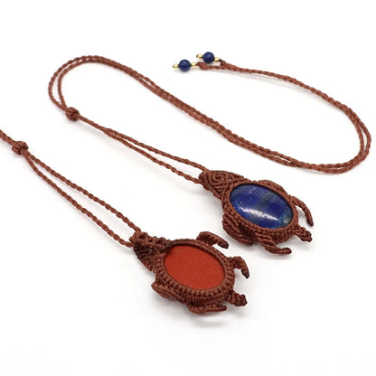 Natural Stones Tear Water Drop Pendant Crystals Healing Handmade Thread Rope Wrap Braided Macrame Chain Necklace Jewelry Gifts - AMULET RING STORE