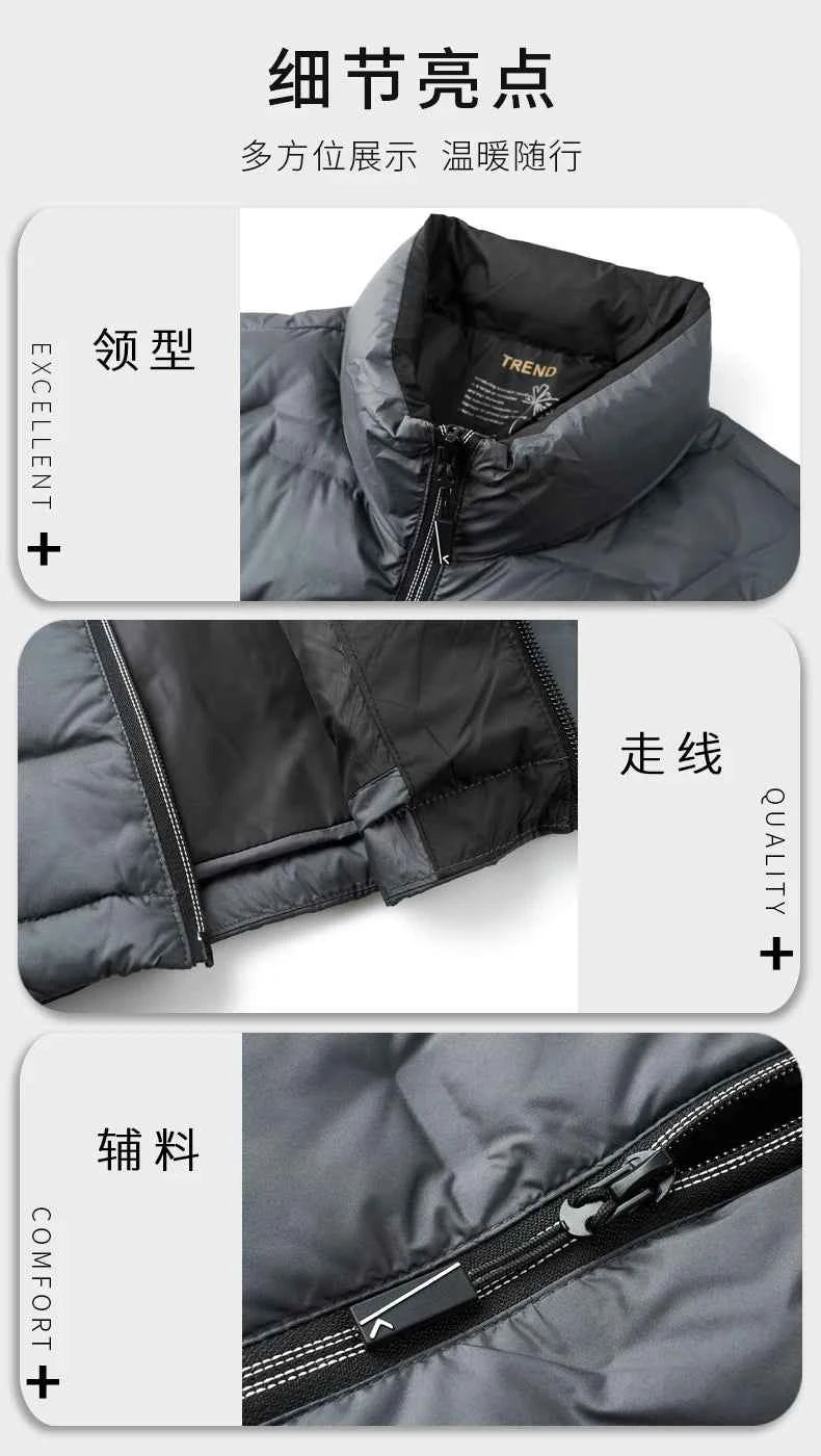 Winter Down Jacket 2026 Light Luxury Brand Men's Coat 90% White Duck Down Lining Outdoor Leisure Sports Men's Jacket