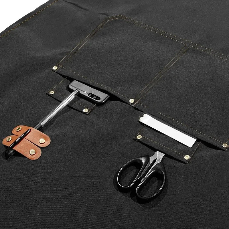 Waterproof Kitchen Apron Perfessional Kitchen Apron Restaurant Shop Waiter Work Uniform Women/Men With Pockets Cleaning Pinafore - AMULET RING STORE