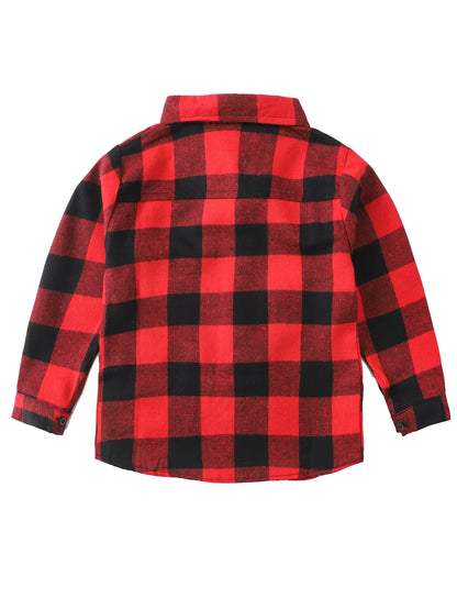 New Spring and Autumn Winter Boys and Girls 1-14 Years Old Classic Woolen Checkered Shirt Student Dress Versatile Shirt