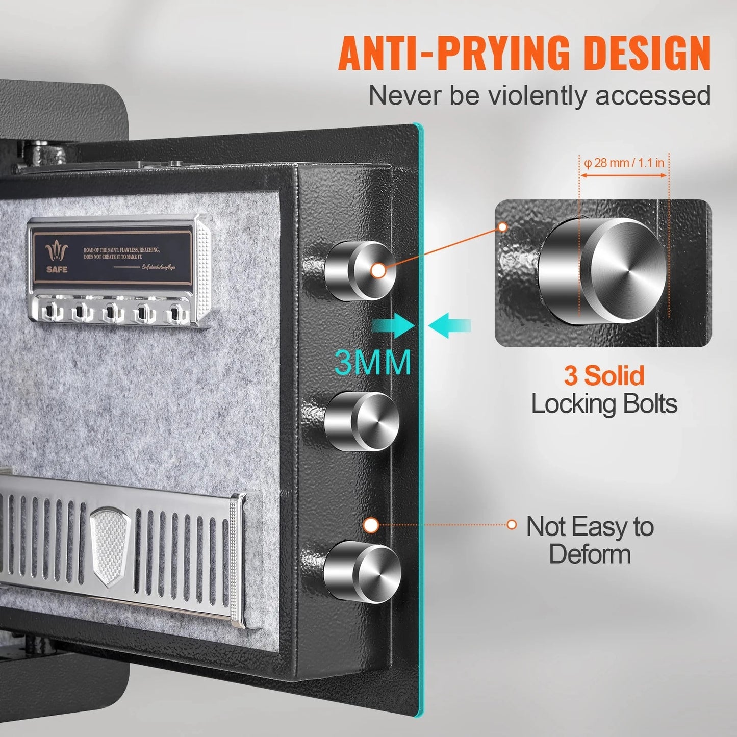 SucceBuy 1.2Cubic Feet Electronic Safe Deposit Safe Box W/ Digital Access & Override Keys for Money Gun Jewelry Document Home