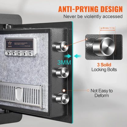 SucceBuy 1.2/0.5 Cubbic Fit Electronic Safe Deposit Safe Box W/ Digital Access & Override Keys for Money Gun Jewelry Document