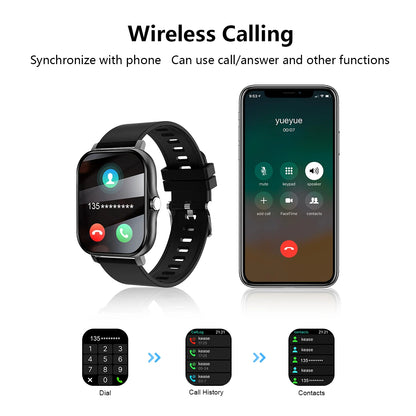 Smart watch wireless calling/dial Sport mode calling reminder and rejection fitness monitoring for iPhone/Andriod - AMULET RING STORE