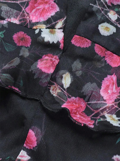 TOLEEN Spring Summer Plus Size Women's Elegant Floral Print Mesh Flare Sleeve Dress 2024 New in Casual V-Neck Party Long Dresses