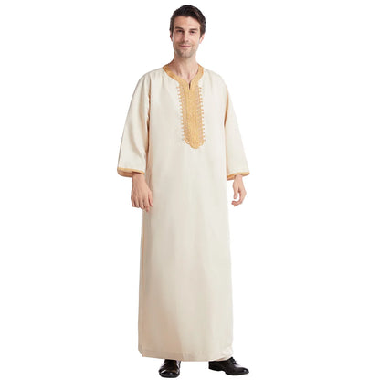Middle Eastern Style Arrival! Spring-Summer Short-sleeve Embroidered Robe, Large-size Men's Ethnic Clothing for Ultimate Comfort