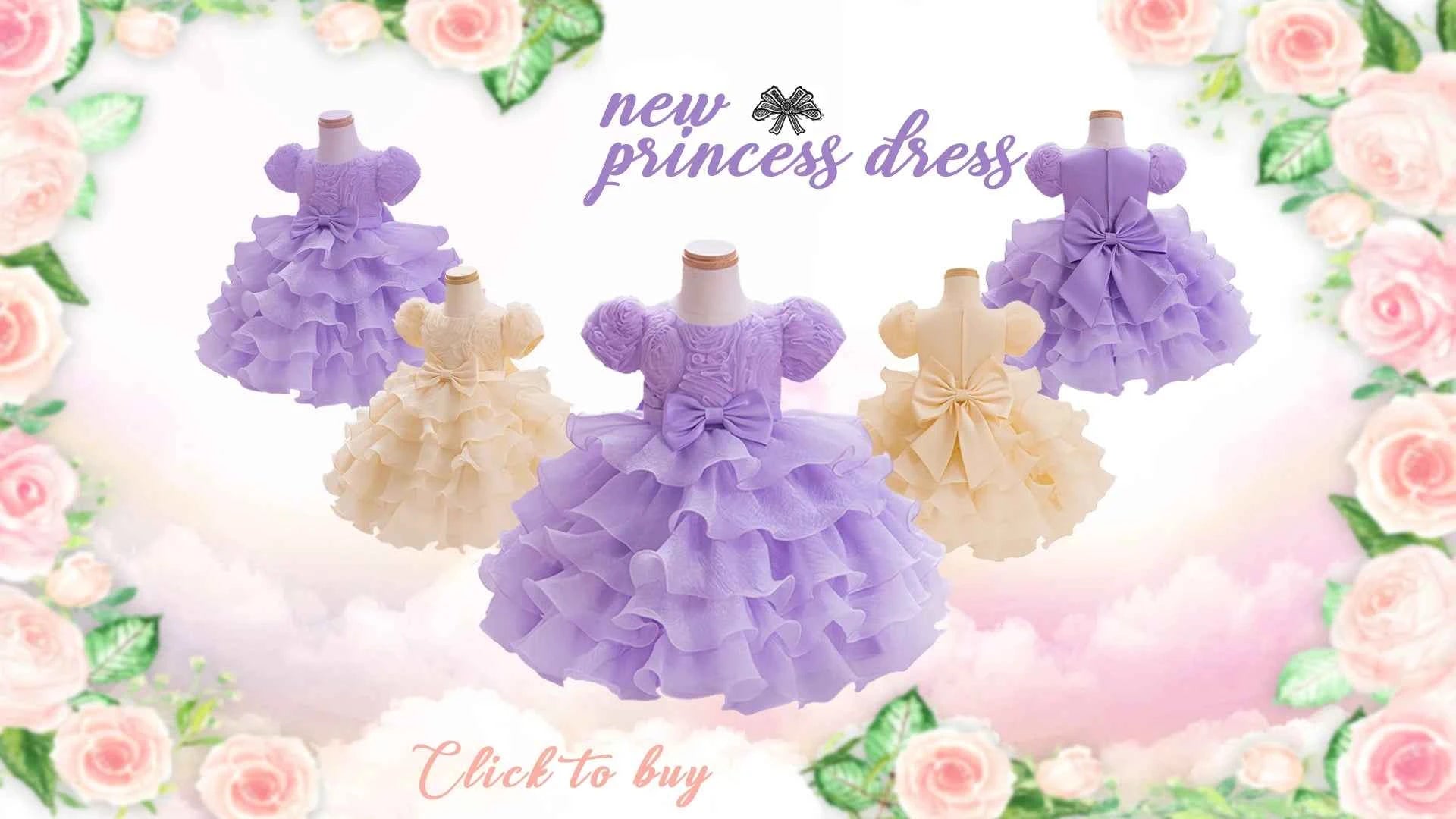 Girls  princess dress 1-5 Y baby Girls wedding sleeveless three-dimensional butterfly mesh carnival birthday party evening dress