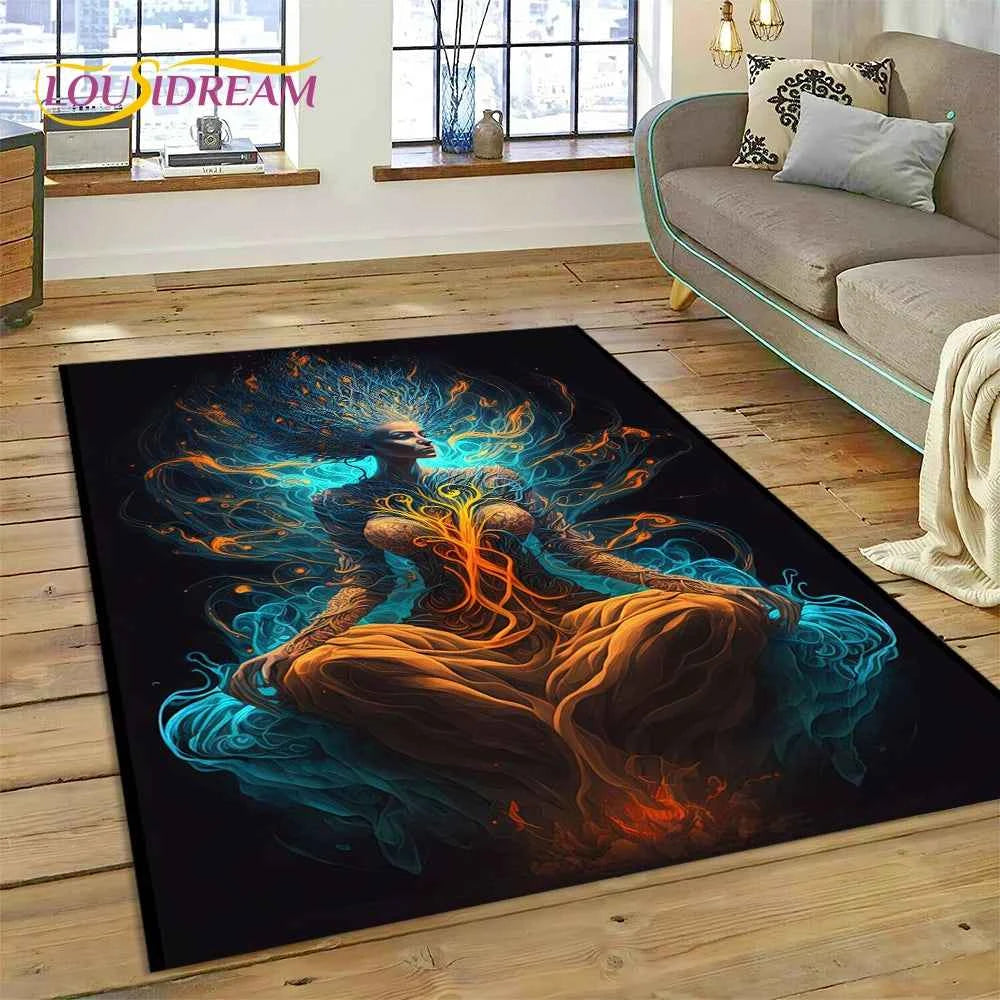 Naturalize Yoga Zen Meditation Rainbow 7 Chakra Carpet Rug for Home Living Room Bedroom Sofa Doormat Decor,Area Rug Non-slip Mat