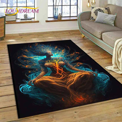 Naturalize Yoga Zen Meditation Rainbow 7 Chakra Carpet Rug for Home Living Room Bedroom Sofa Doormat Decor,Area Rug Non-slip Mat