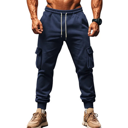 New autumn and winter velvet men's casual overalls multi-pocket pants large size sports casual trousers