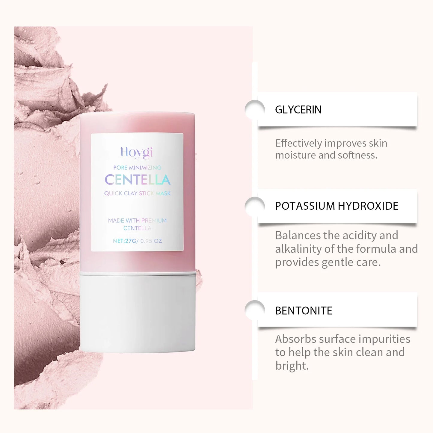 Hoygi Centella Asiatica Clay Mask Stick Soothing Calming Detoxifying Hydrating Anti-irritation Easy Application All Skin Types - AMULET RING STORE