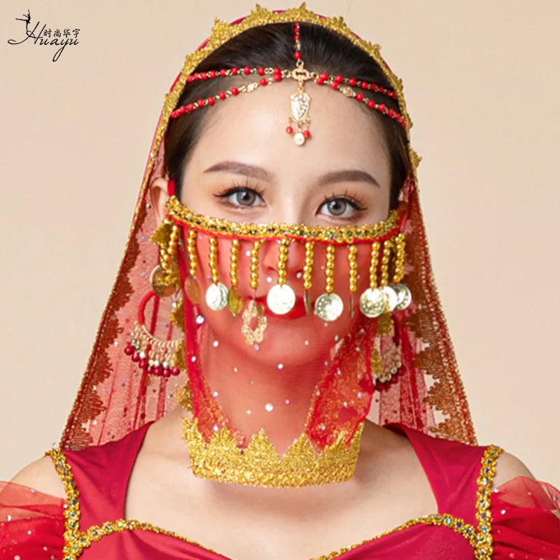 1pcs/lot woman fashion belly dance face veil lady dancing face accessories - AMULET RING STORE