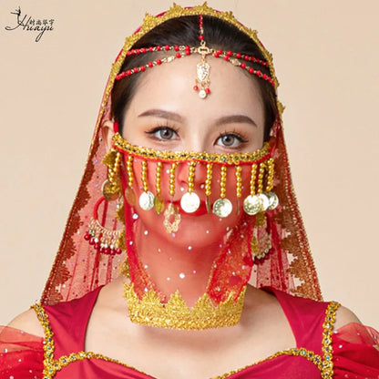 1pcs/lot woman fashion belly dance face veil lady dancing face accessories - AMULET RING STORE