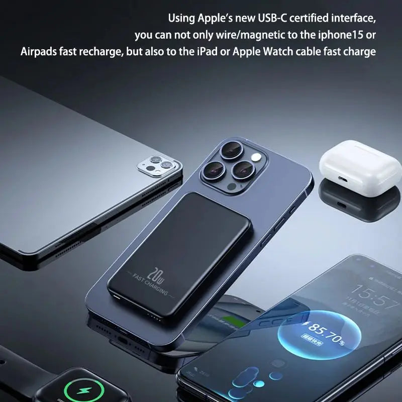 Oneplus 50000mAh Magnetic Power Bank Wireless Portable Charger Large Capacity Fast Charge Backup Battery For IPhone Samsung New - AMULET RING STORE