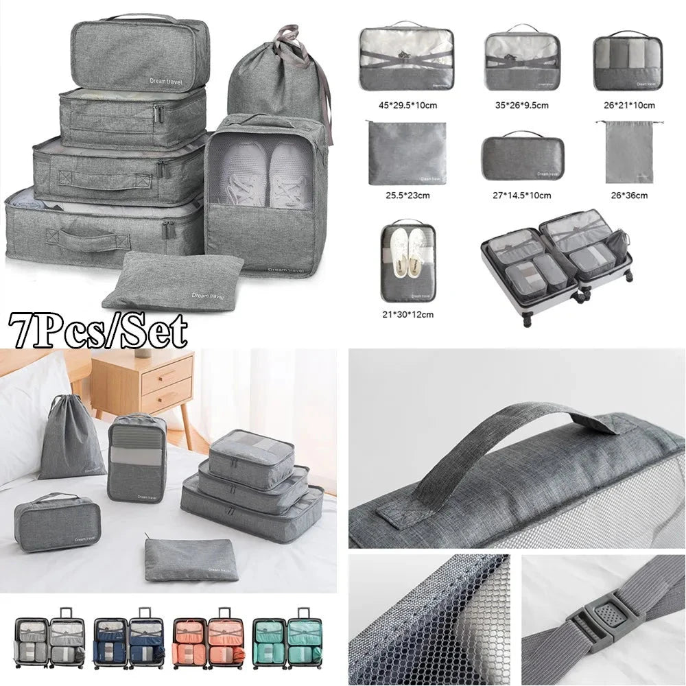8/7/6 pieces Set Travel Organizer Storage Bags Suitcase Packing Set Storage Cases Portable Luggage Organizer Clothe Shoe Pouch - AMULET RING STORE