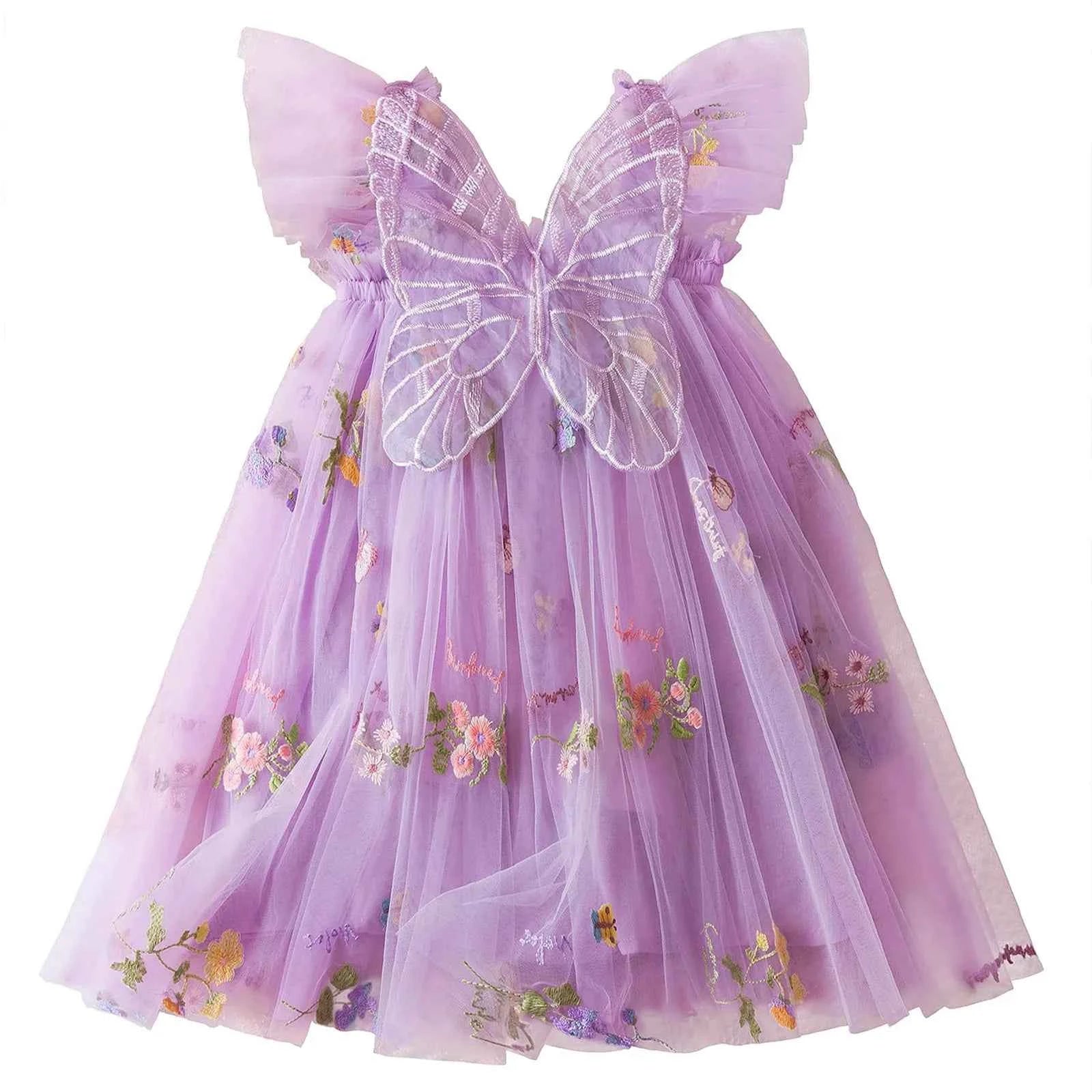 Delicate Party Prom Evening Dress Colorful Flower Embroidery Dresses Fashion Butterfly Princess Dress Birthday Princess Clothes