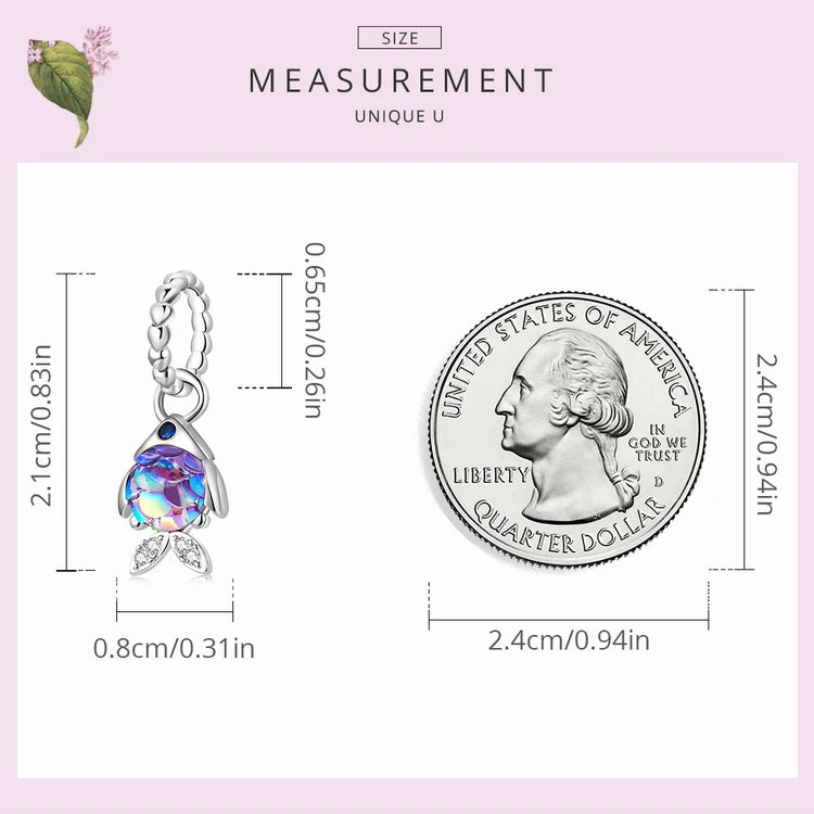 BISAER 925 Sterling Silver Charm Ocean Style Fish Dolphin Mermaid Shell Blue CZ Bead For Necklace&Bracelet DIY Fine Jewelry Gift - AMULET RING STORE