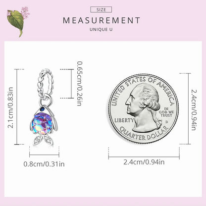 BISAER 925 Sterling Silver Charm Ocean Style Fish Dolphin Mermaid Shell Blue CZ Bead For Necklace&Bracelet DIY Fine Jewelry Gift - AMULET RING STORE